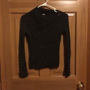 Fee people dark grey sweater with button details